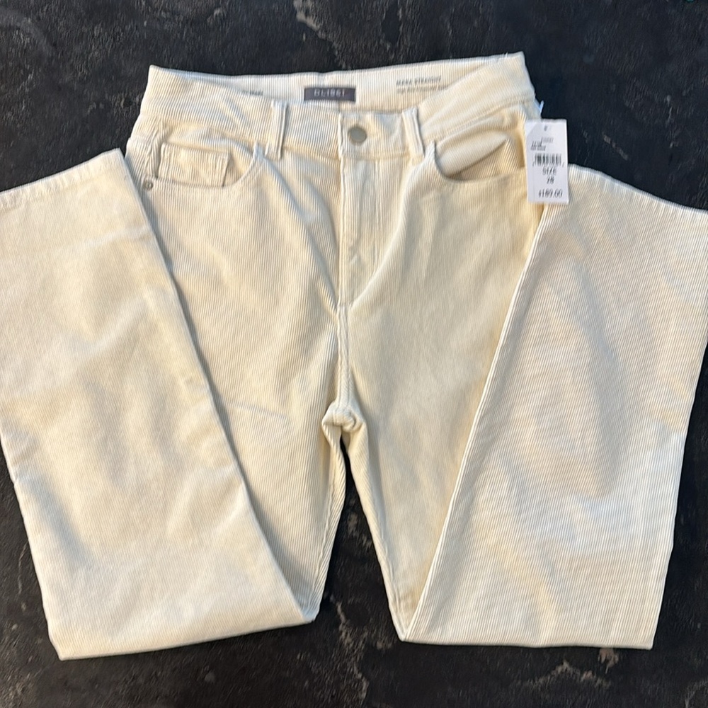 DL1961 Mara Straight High Rise Ankle Meringue Corduroy Jeans size 28